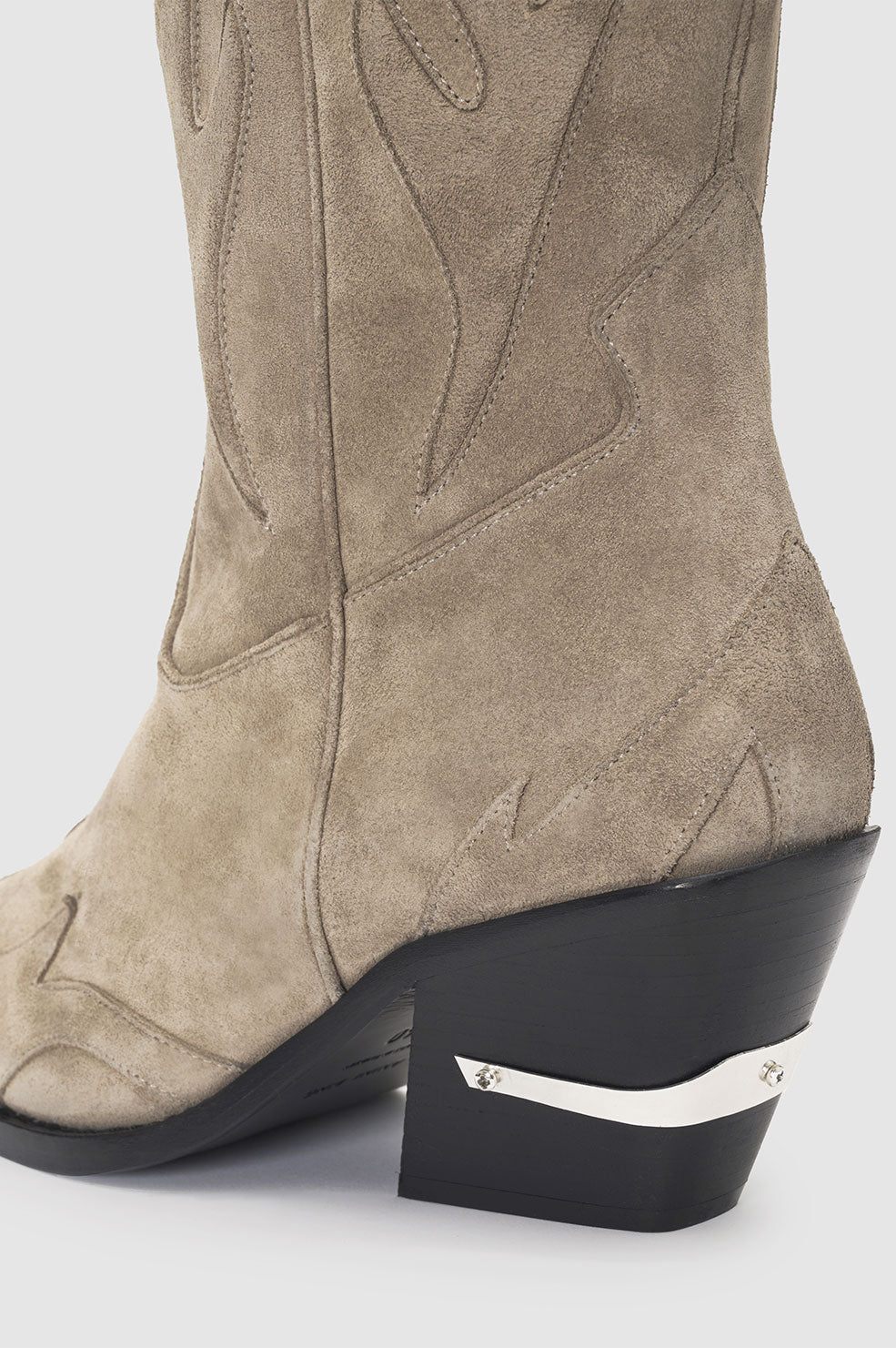 ANINE BING Mid Calf Tania Boots - Taupe Western - Detail View