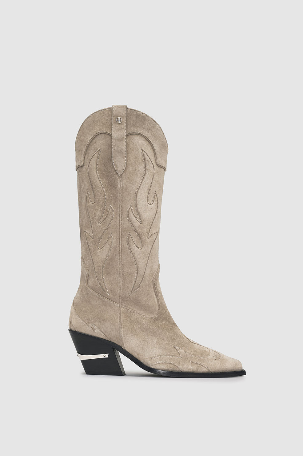 ANINE BING Mid Calf Tania Boots - Taupe Western - Side Single View