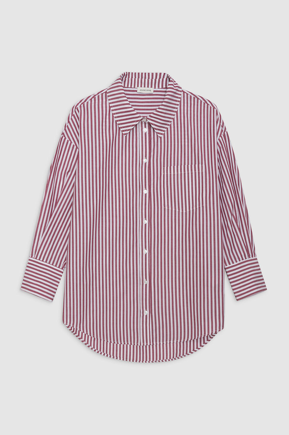 ANINE BING Mika Shirt - Red And White Stripe - Front View