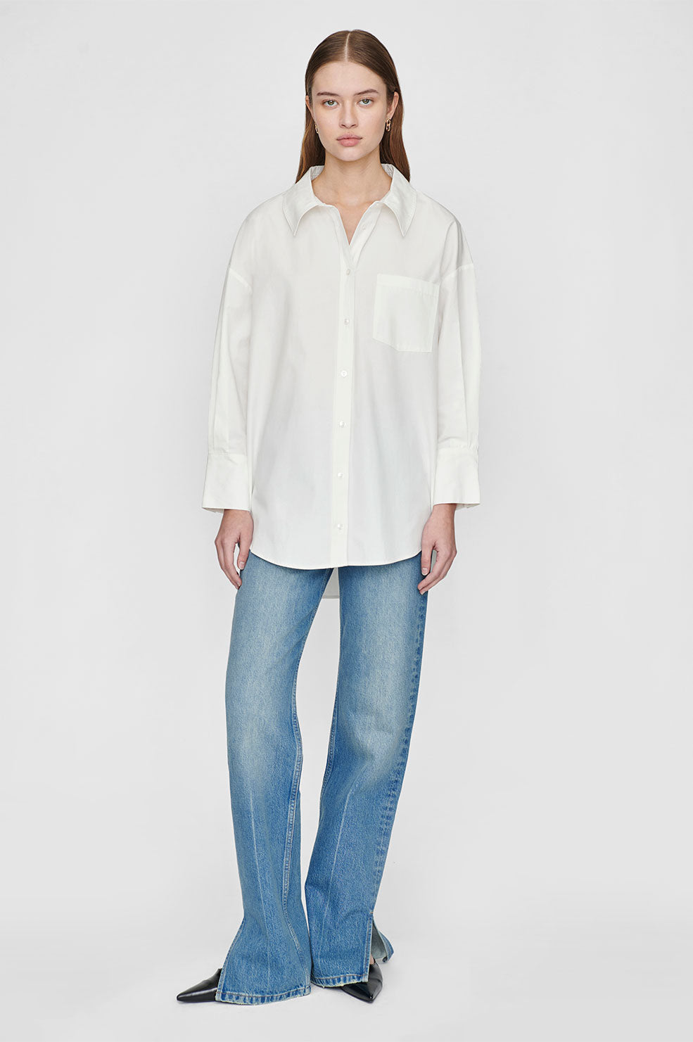 ANINE BING Mika Shirt - White - On Model Front