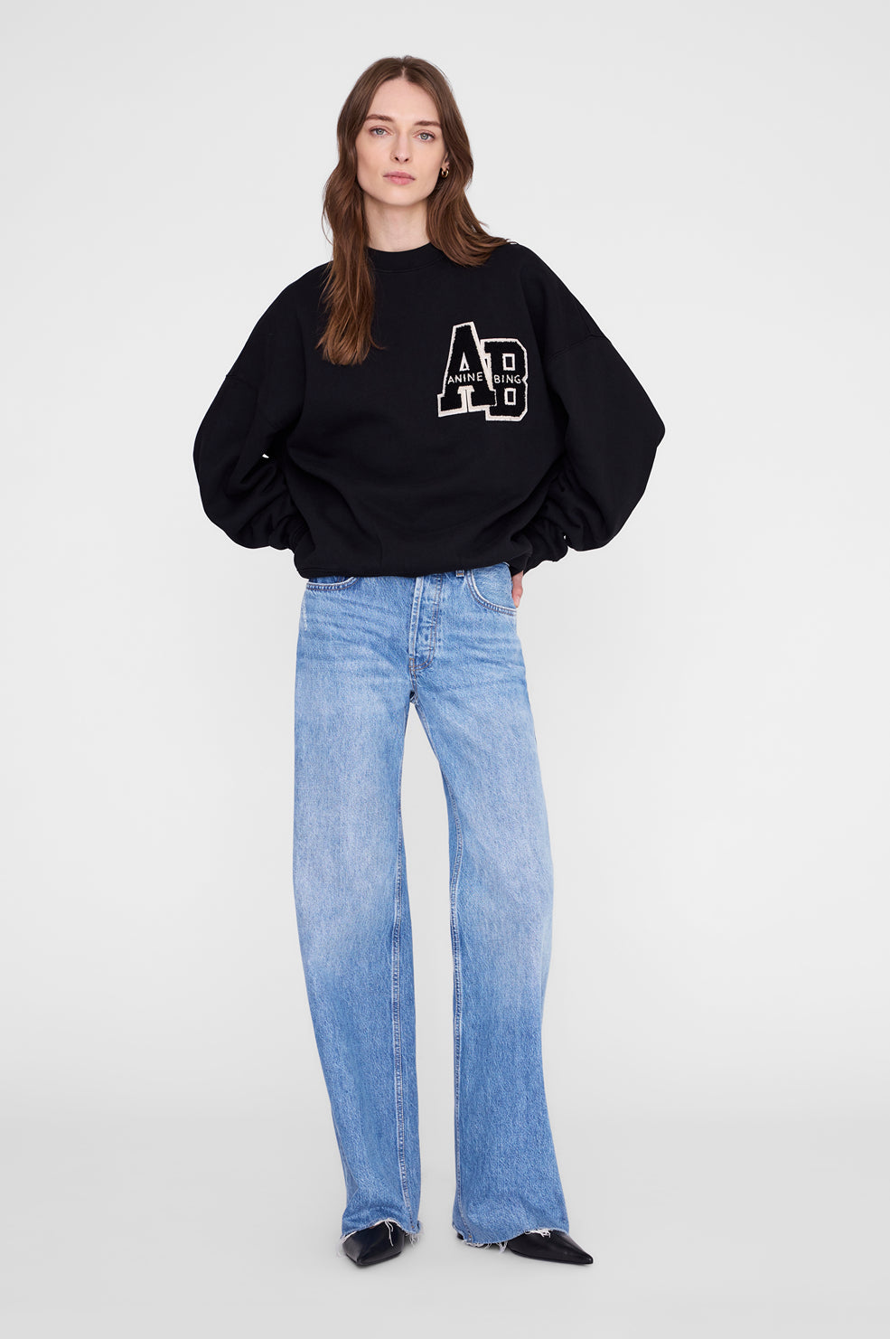 ANINE BING Miles Sweatshirt Letterman - Black