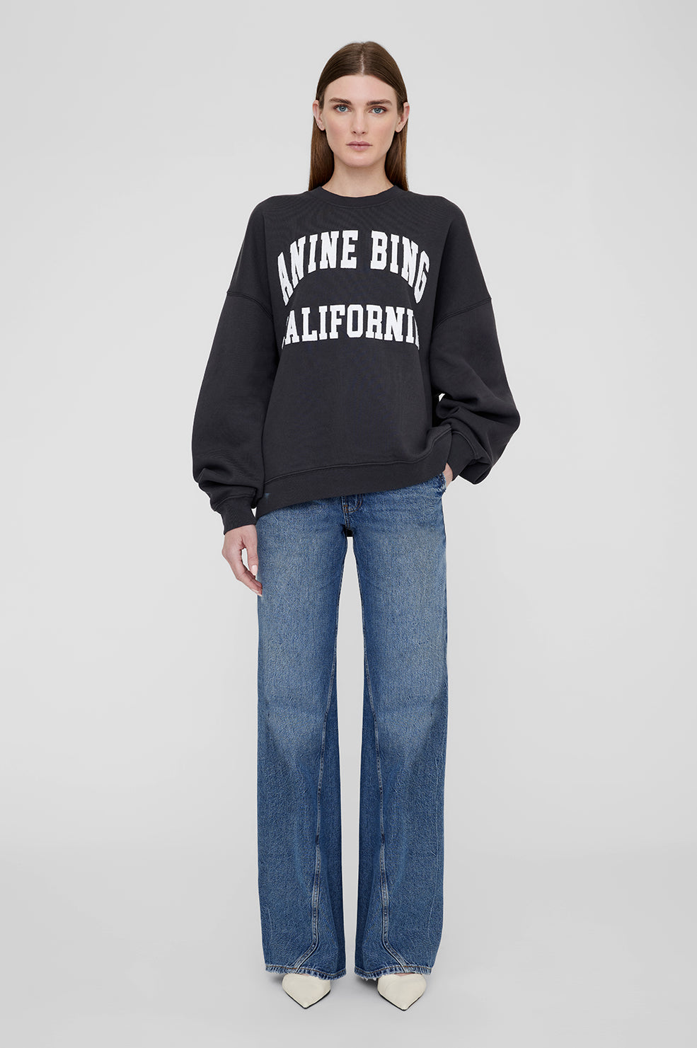 ANINE BING Miles Sweatshirt Anine Bing - Vintage Black - On Model Front