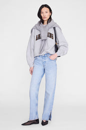 ANINE BING Miles Sweatshirt Anine Bing Leopard - Heather Grey - on model front second image