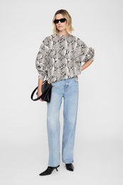 ANINE BING Miles Sweatshirt - Washed Python - on model front 