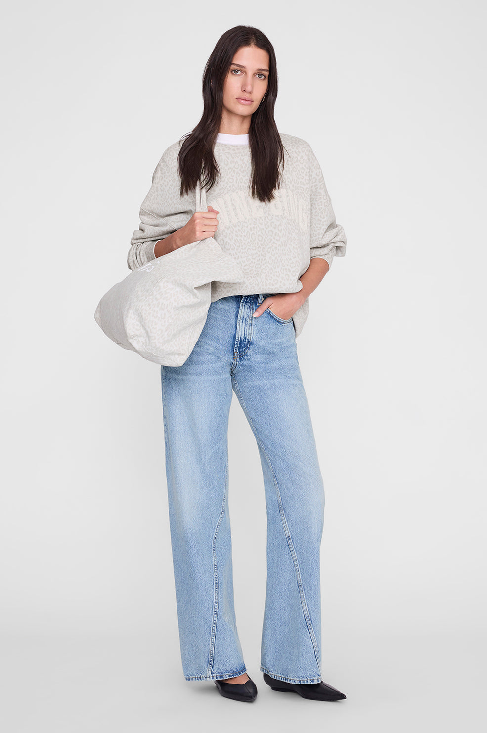 Miles Sweatshirt Anine Bing - Washed White Leopard