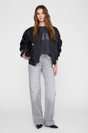 ANINE BING Miles Sweatshirt New Classic - Washed Black - on model front second image