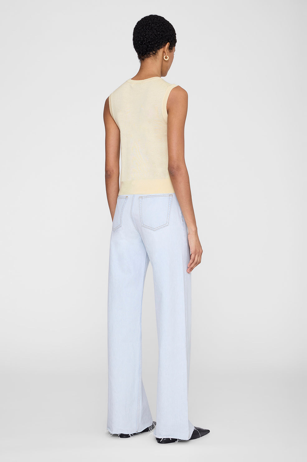 ANINE BING Moni Crop Tank - Butter Yellow - on model back