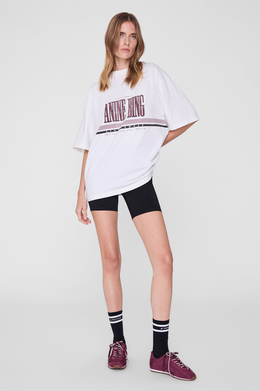 Anine Bing - Nell Tee Sport - White - On Model Front