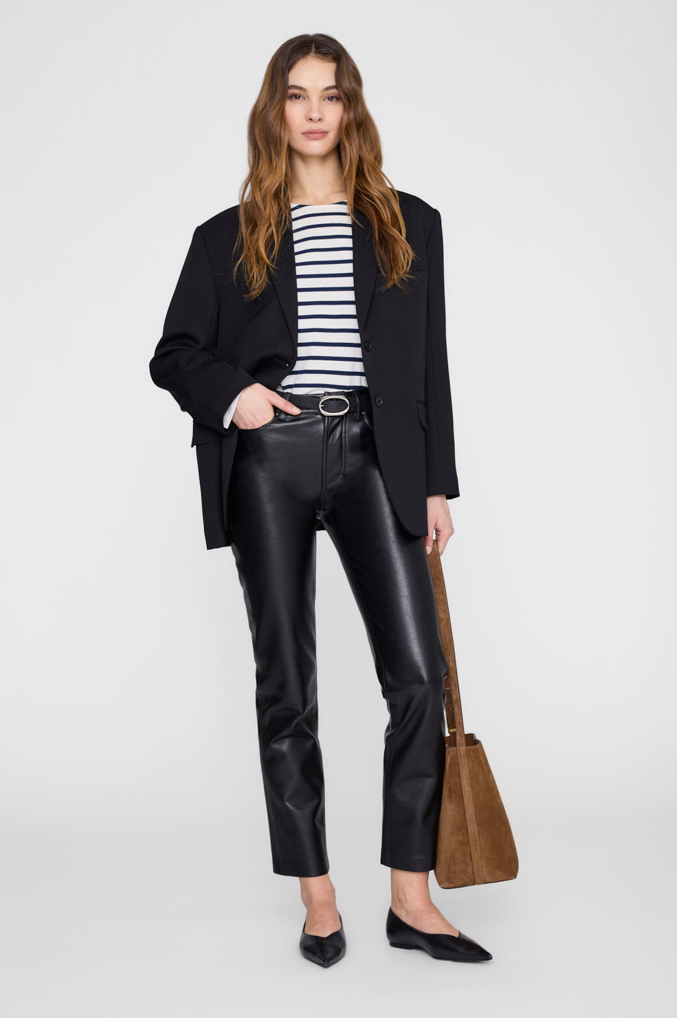 ANINE BING Newton Tee Anine Bing - Navy Stripe - on model front second image