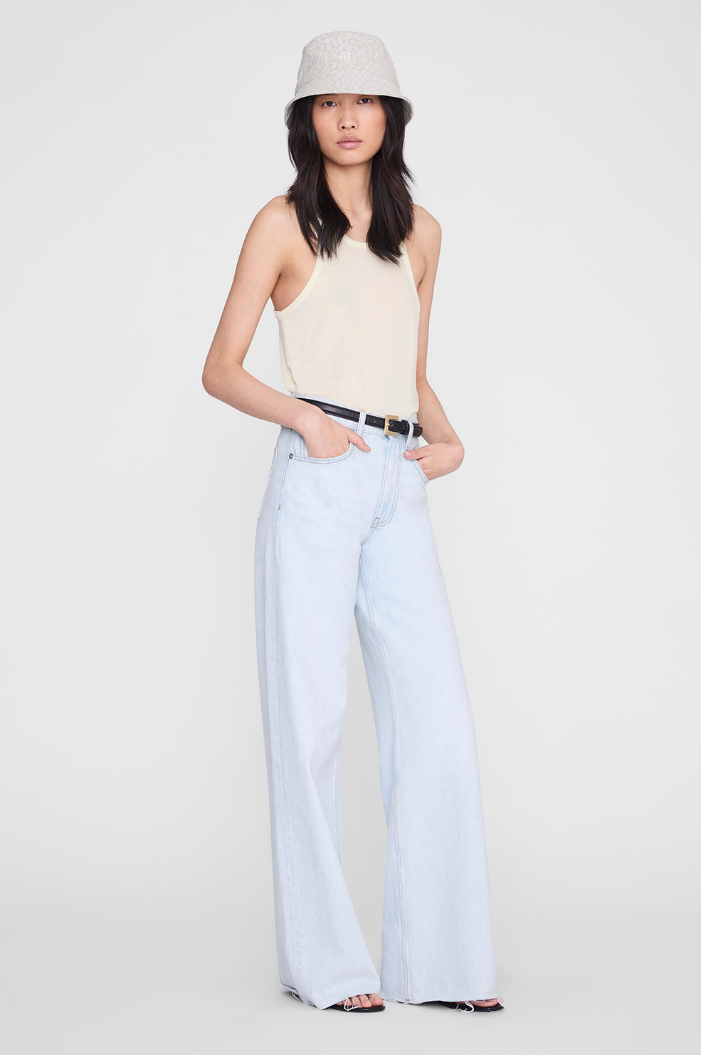 Nicks Bucket Hat - Washed White Leopard