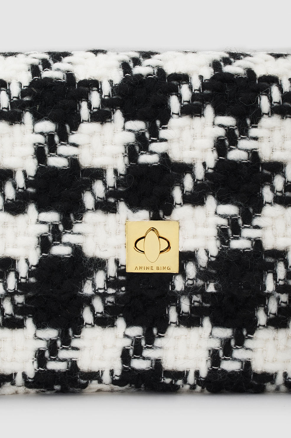 ANINE BING Nico Bag - Black And White Houndstooth - Detail View
