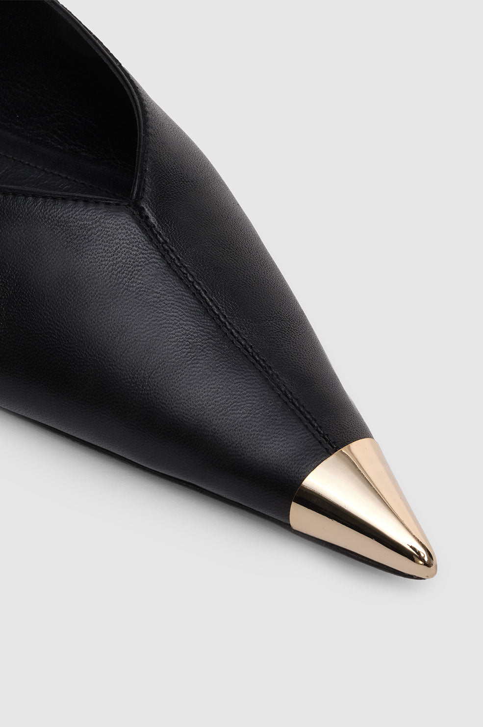 ANINE BING Nina Flats With Metal Toe Cap - Black - Detail View