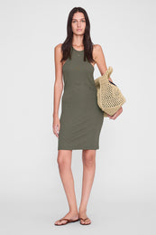 ANINE BING Noelle Thong Sandals - Embossed Brown - on model front