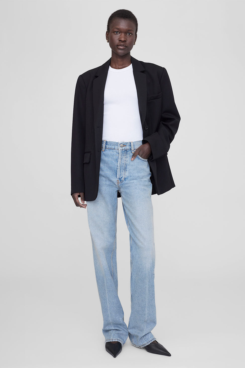 ANINE BING Olsen Jean - Bleached Blue - On Model Front