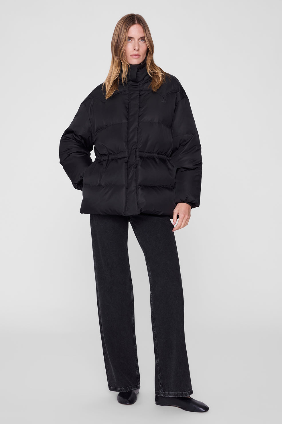 ANINE BING Oslo Long Puffer - Black - on model back