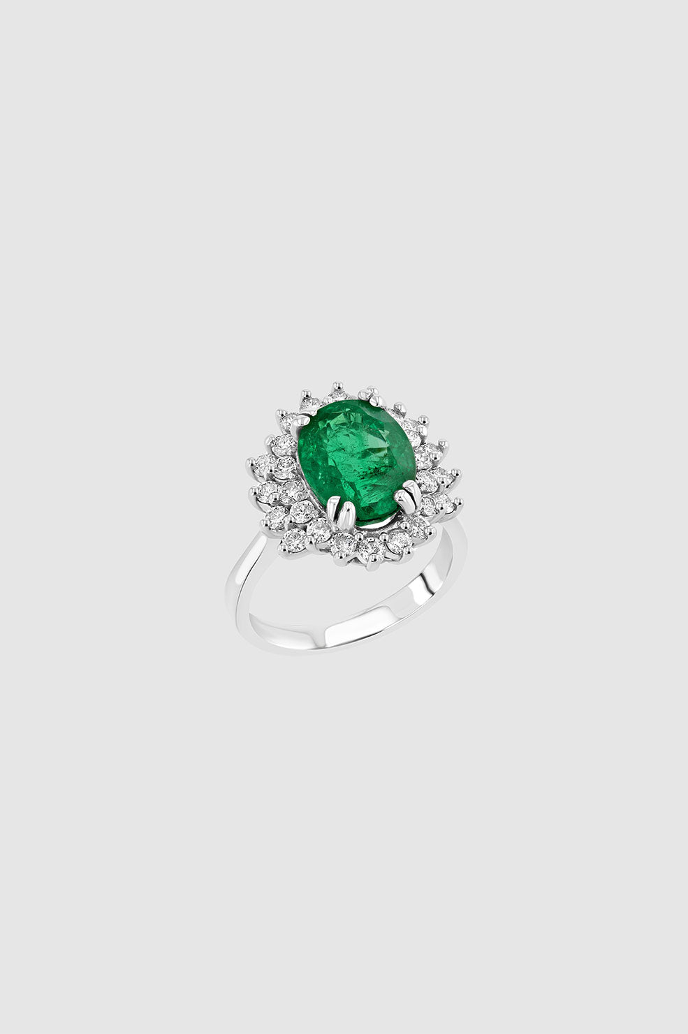 ANINE BING Oval Cut Emerald Ring - 14k White Gold - Top View