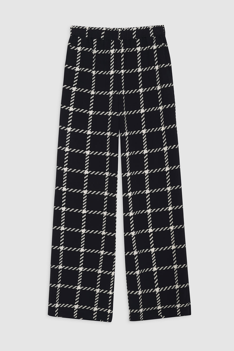 ANINE BING Owen Pant - Black And White Plaid - Front View