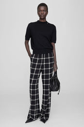 ANINE BING Owen Pant - Black And White Plaid - On Model Front