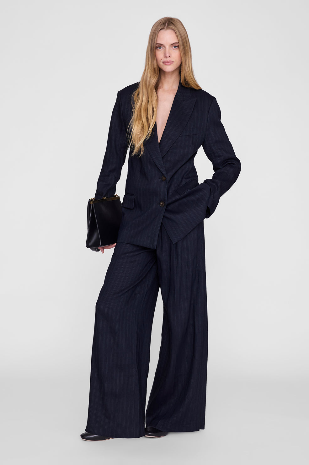 Paola Trouser - Navy Pinstripe