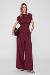 ANINE BING Paola Trouser - Burgundy - on model front