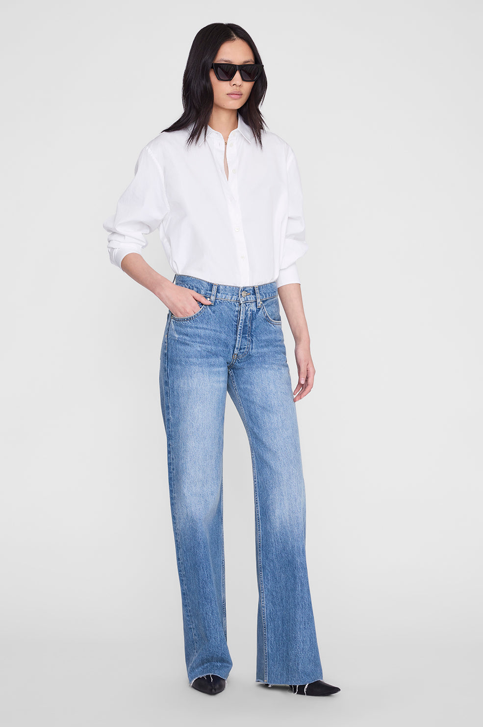 ANINE BING Paris Sunglasses - Black - on model Front View