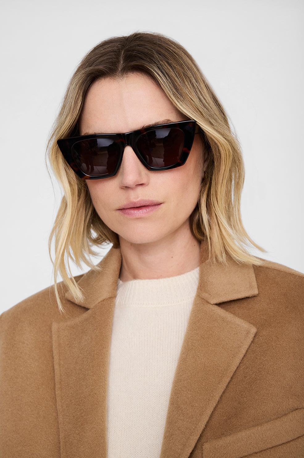 ANINE BING Paris Sunglasses - Tortoise - on model front second image