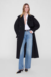 ANINE BING Pascale Maxi Trench - Black - on model front