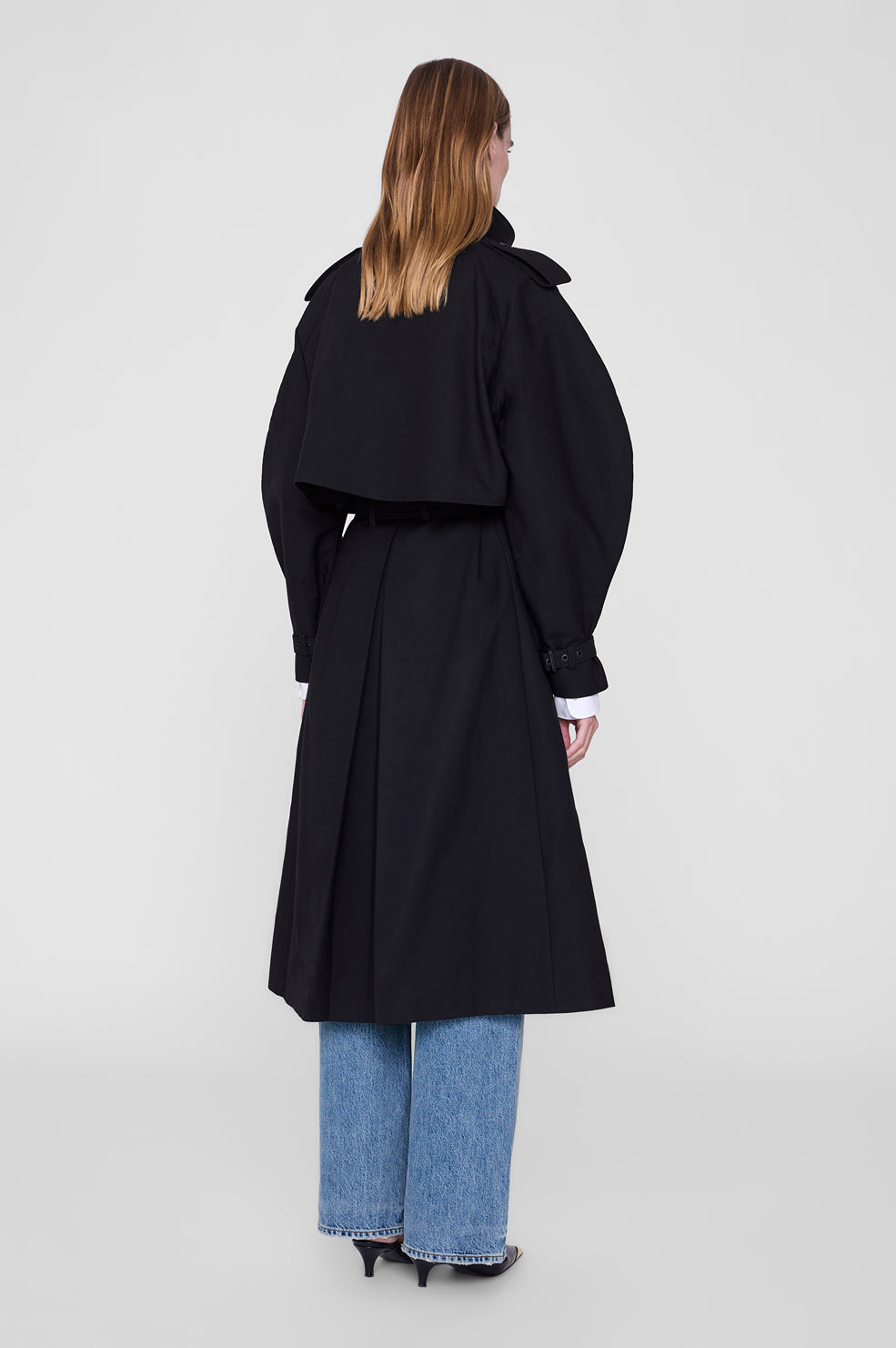 ANINE BING Pascale Maxi Trench - Black - on model back