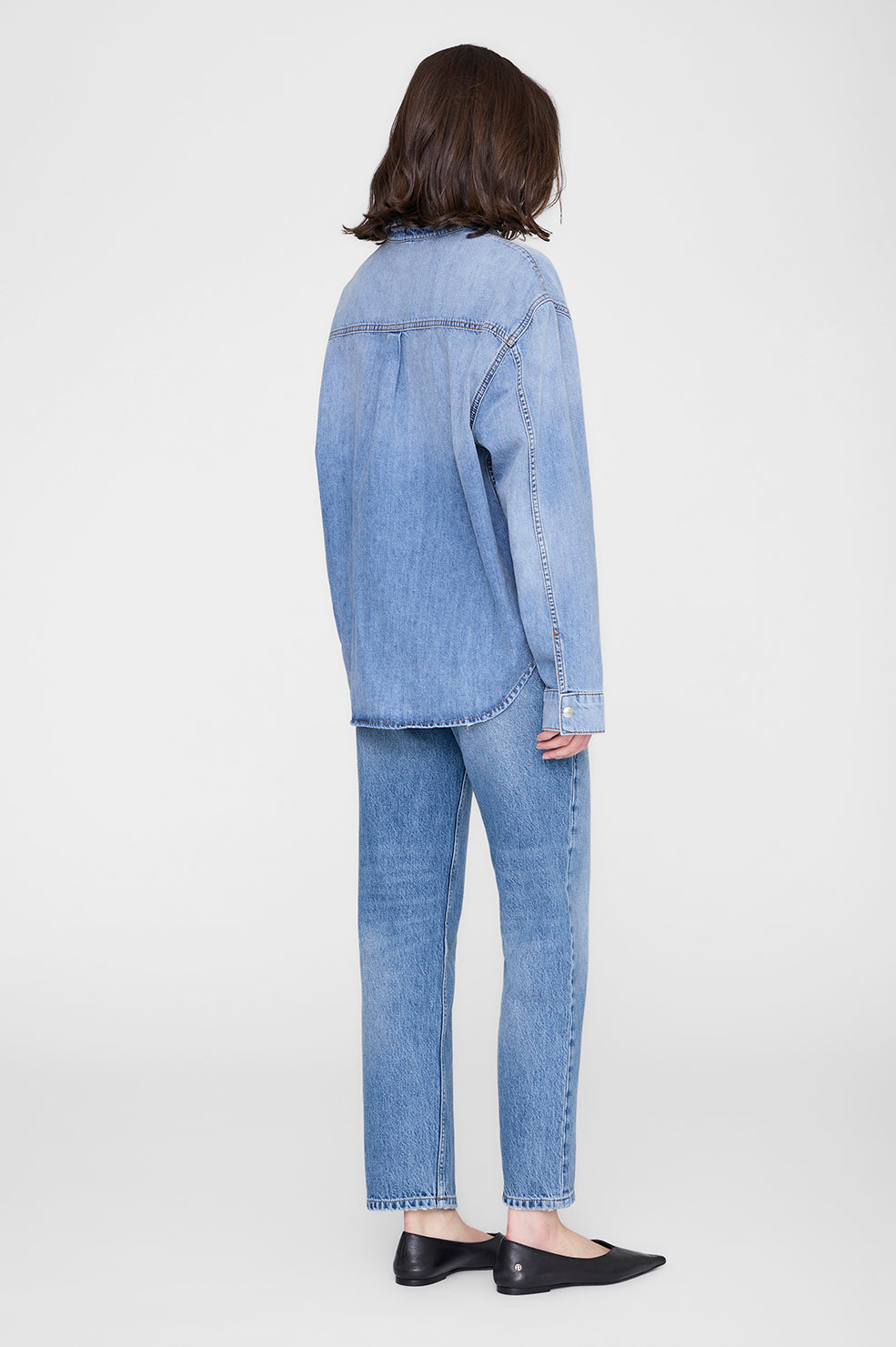 ANINE BING Paxton Shirt - Tidal Blue - on model back view