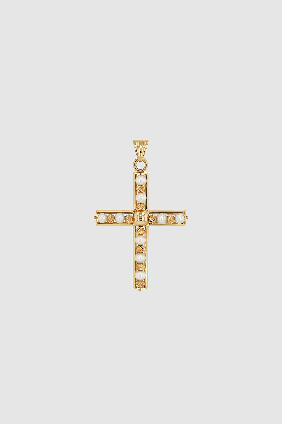 ANINE BING Pearl Cross Charm - 14k Gold - Front View