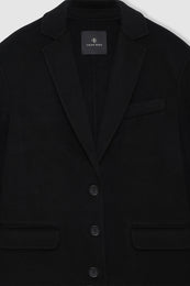 ANINE BING Quinn Coat - Black Cashmere Blend - Detail View