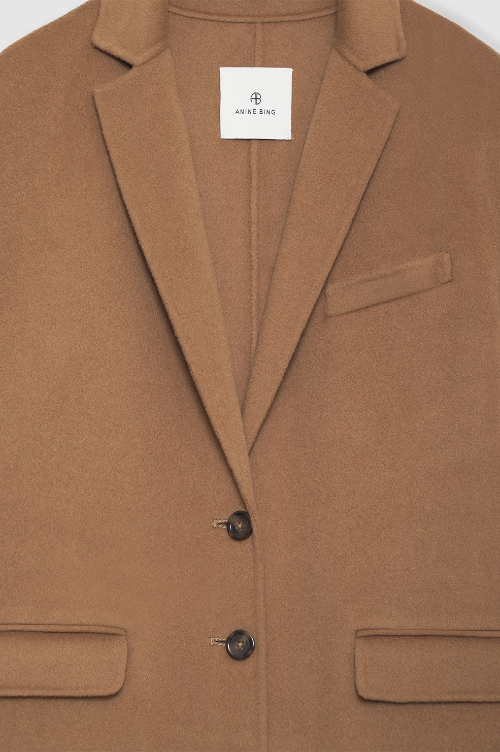 ANINE BING Quinn Coat - Camel Cashmere Blend - Detail View