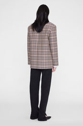 ANINE BING Quinn Blazer - Beige And Navy Checks - on model back