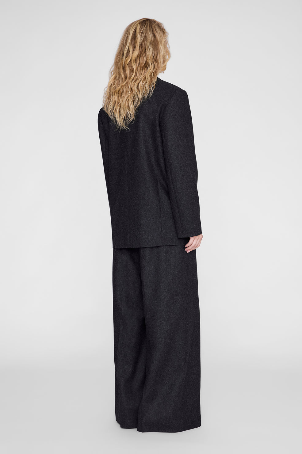 ANINE BING Quinn Blazer - Dark Grey - on model back
