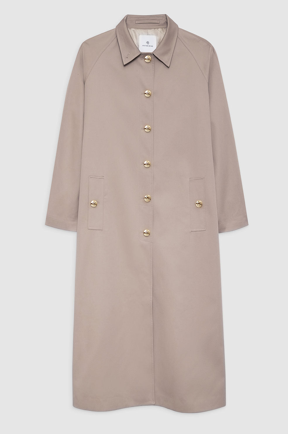 ANINE BING Randy Maxi Trench - Taupe - Front View