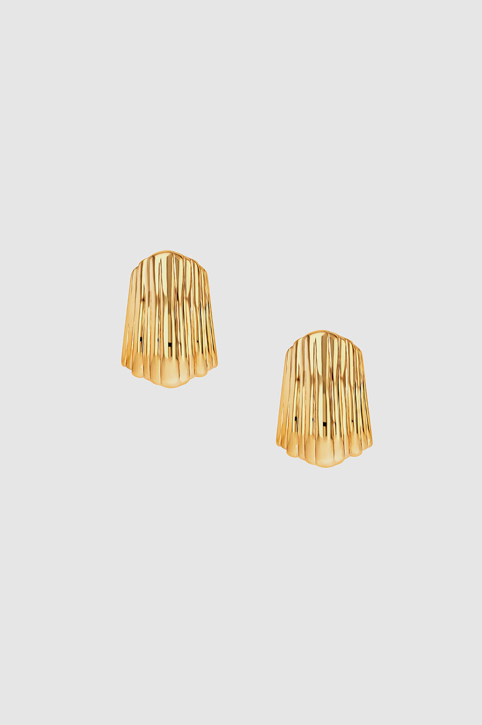 ANINE BING Ribbed Earrings - Gold - Front View