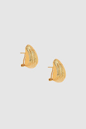 ANINE BING Ribbed Earrings - Gold - Side View