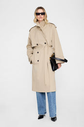 ANINE BING Rickie Maxi Trench - Beige - on model front