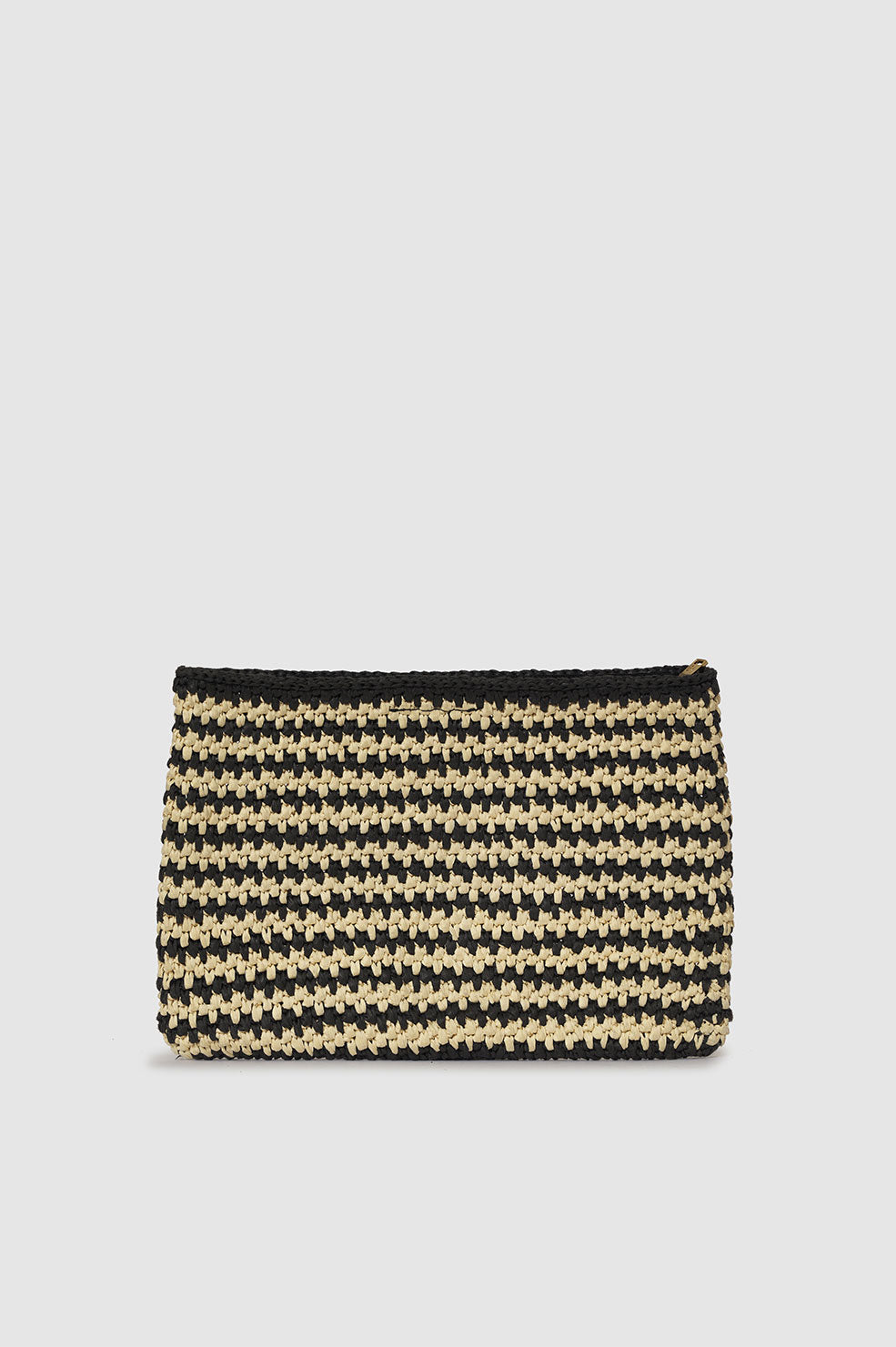 ANINE BING Rio Pouch - Black And Natural Stripe - Back View