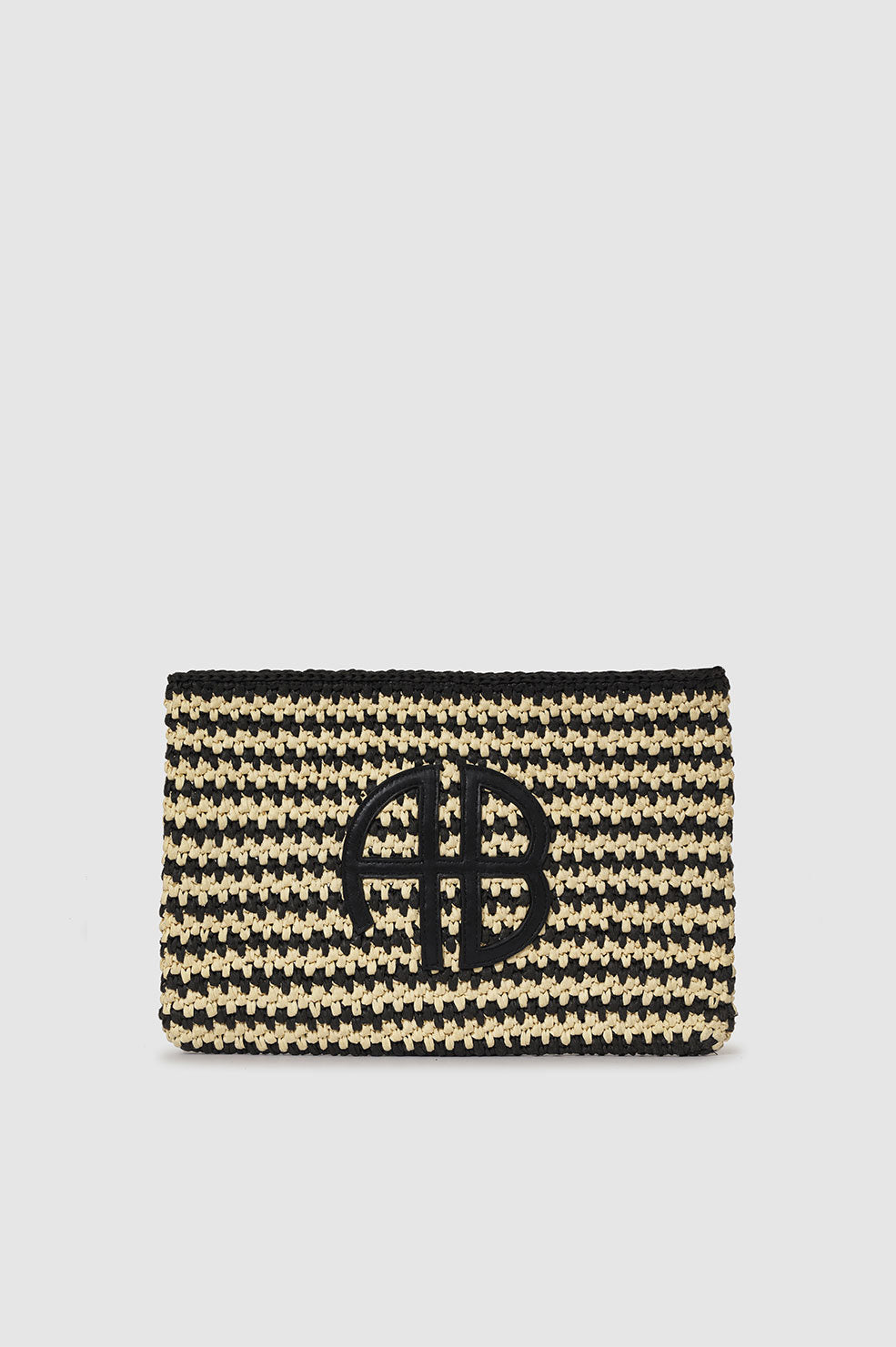 ANINE BING Rio Pouch - Black And Natural Stripe - Front View