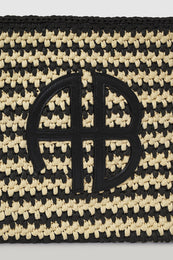 ANINE BING Rio Pouch - Black And Natural Stripe - Detail View
