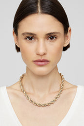 ANINE BING Rope Twist Necklace - 14k Gold - On Model Front