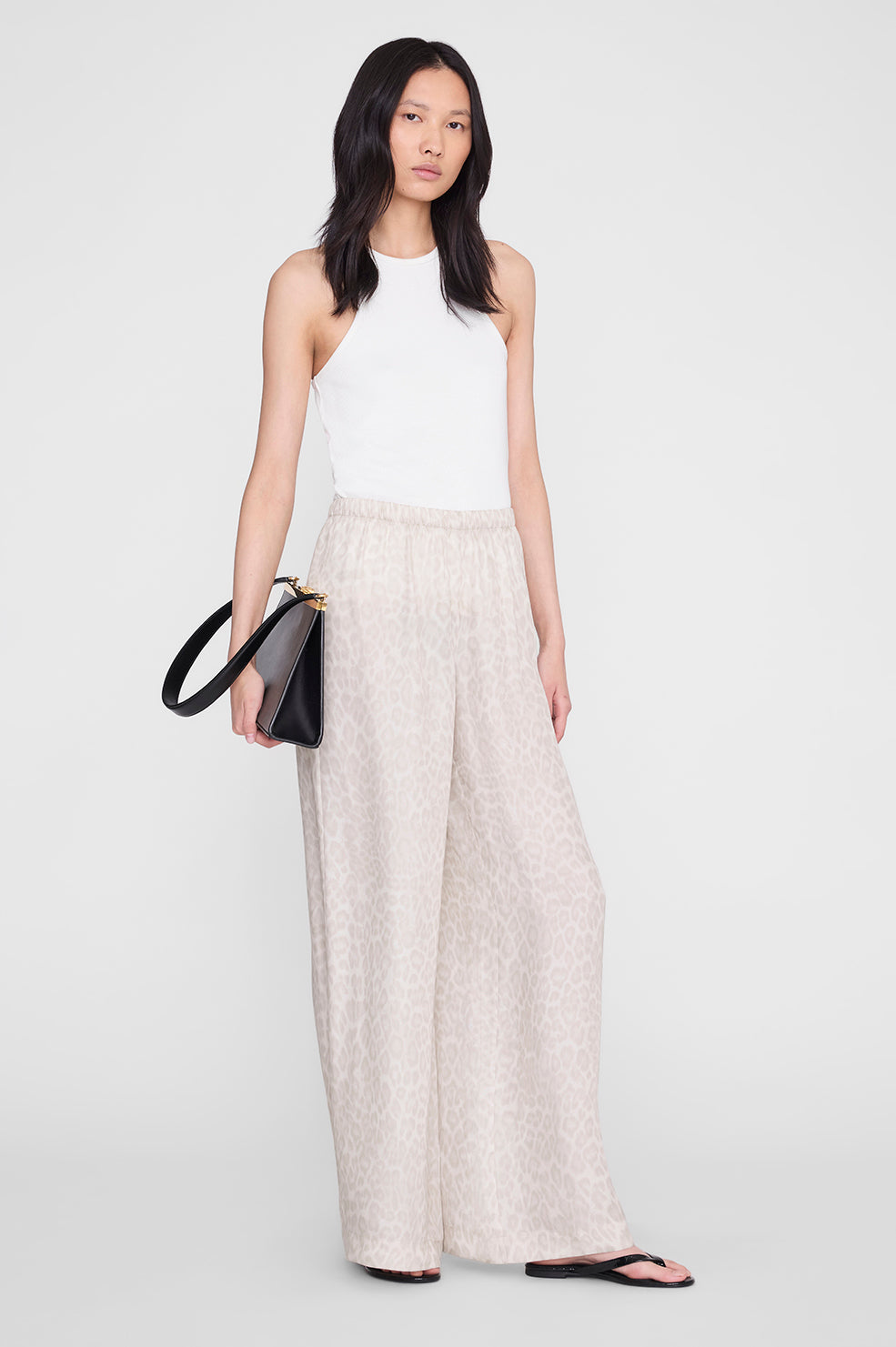 ANINE BING Roslyn Pant - Washed White Leopard