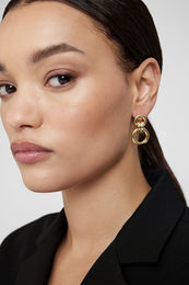 ANINE BING Round Link Drop Earrings - Gold - On Model View