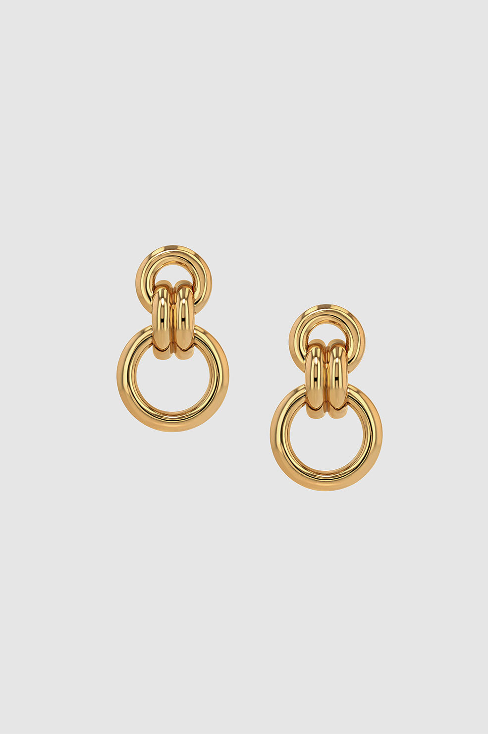 Round Link Drop Earrings - Gold