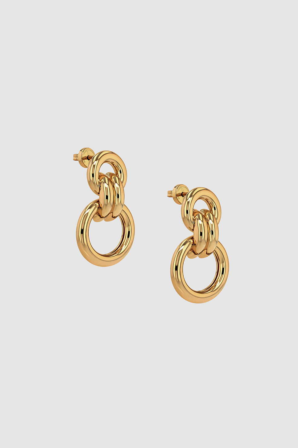 ANINE BING Round Link Drop Earrings - Gold - Side View