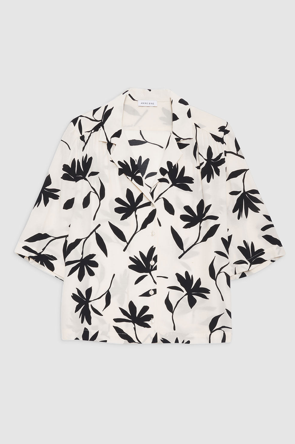 ANINE BING Row Shirt - Ivory Daisy Print - Front View