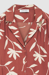 ANINE BING Row Shirt - Terracotta Daisy Print - Detail View