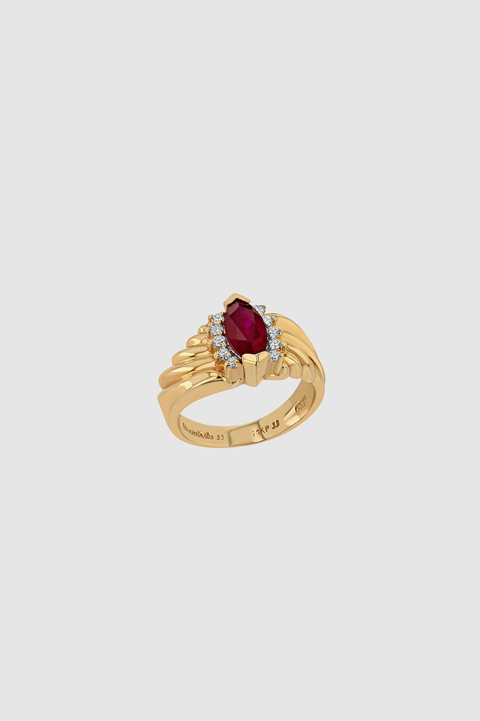 ANINE BING Ruby Diamond Ring - 14k Gold - Top View