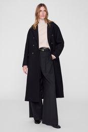 ANINE BING Sali Maxi Coat - Black - on model front